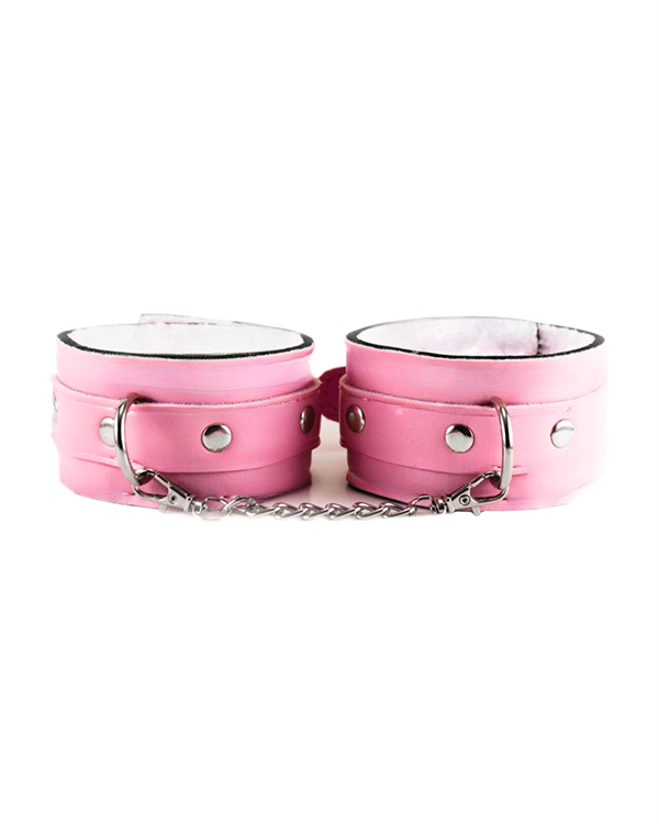Fantezi Deri Seksi Pembe Kedi Maske Kelepçe Kırbaç Seti ( 3'Lü Set) TG275368