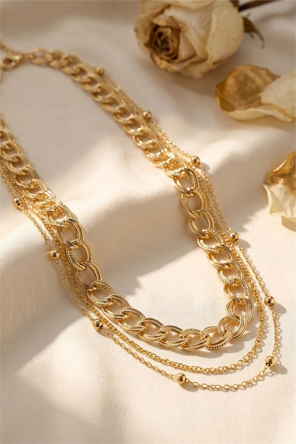 Gold Renk Pirinç Zincir Model Kombin Kadın Kolye TG27BKO11260