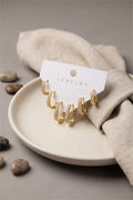 Gold Renk Zirkon Taşlı Pirinç Oval Kare Model Kadın Küpe Seti TG27BKP12173