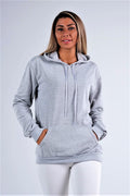 Gri Kapüşonlu Kanguru Cepli Şardonlu Sweatshirt