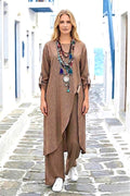 Kahverengi Asimetrik Tasarım İkili Takım
