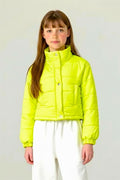 Kız Çocuk Neon Yeşil Çıtçıtlı Fermuarlı Şişme Mont