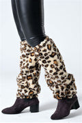 Leopar Desenli Peluş Tozluk